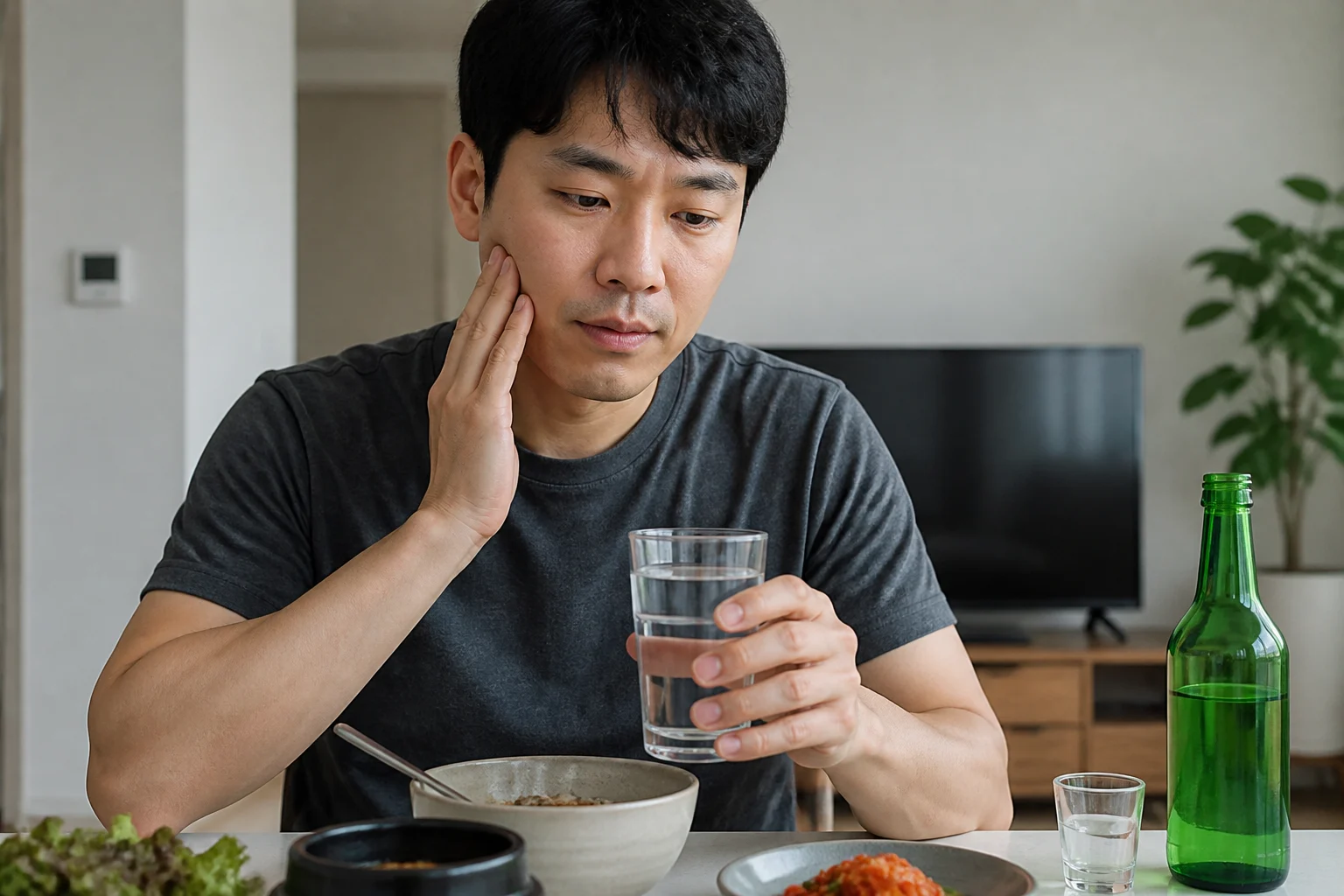 사랑니 발치 후 소주 회복 중 확인 장면