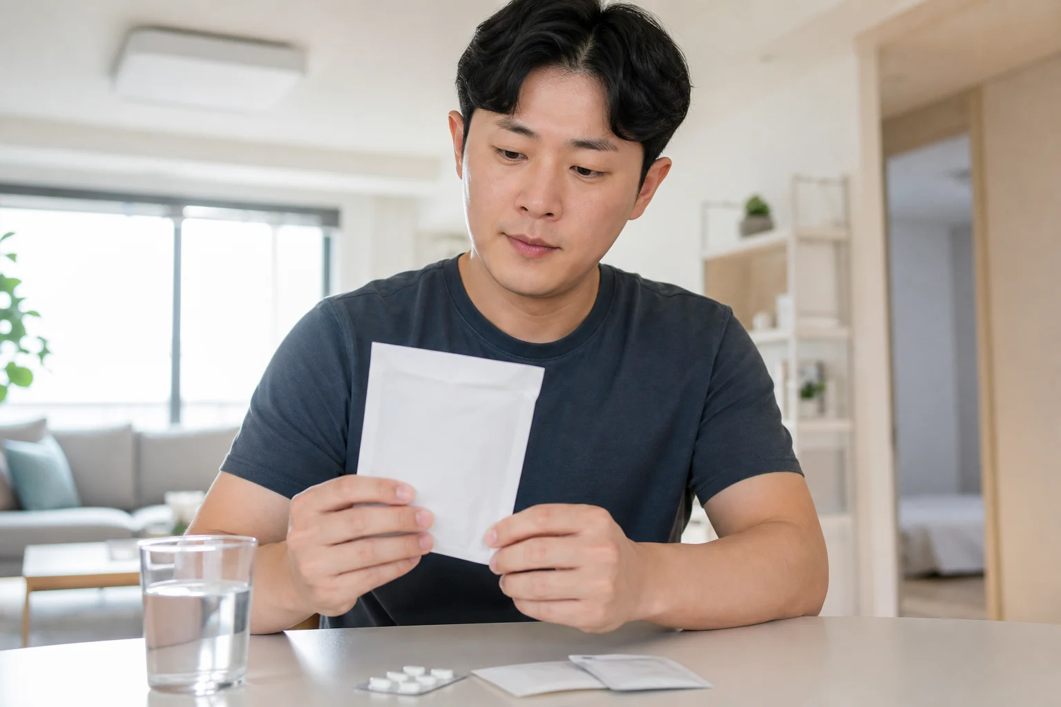 매복 사랑니 발치 후 음주 회복 중 확인 장면